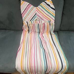Colorful Striped Summer Dress with Front Cutout